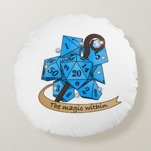 Sorcerer Dice Design Round Pillow