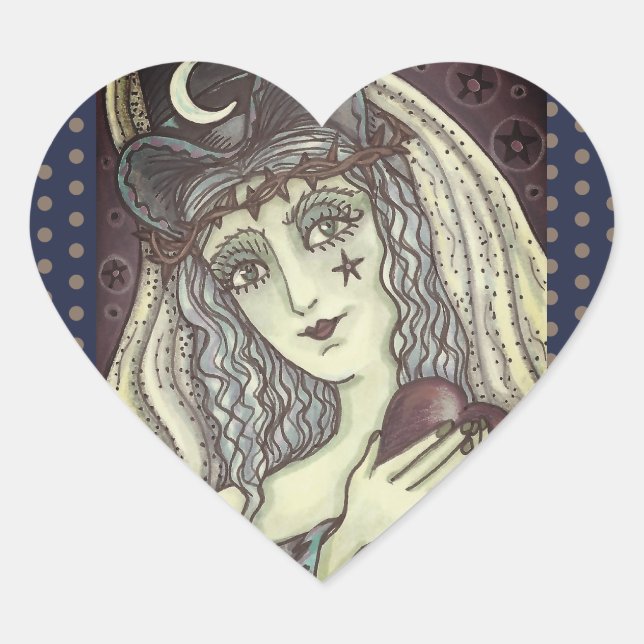 SORCERESS, GOTH WITCH HEART STICKERS Heart SHEET (Front)