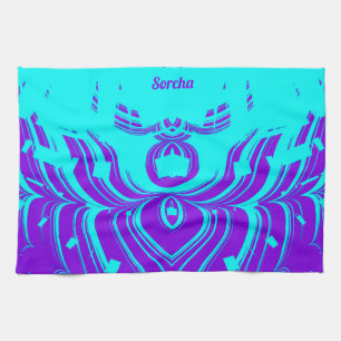 SORCHA ~ FLUORO SHADES ~ 3D ~ Purple Aqua ~ Kitchen Towel