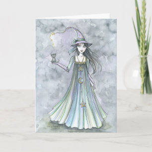 Sorcière avec carte Halloween Kitten