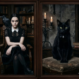 Sorcière avec Chat Noir - papier découpage - Embal