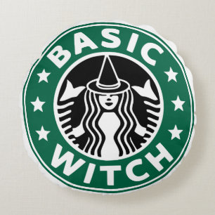 Sorcière basique Halloween Décor Café Coussin rond