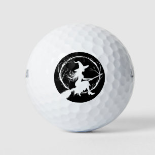 Sorcière dans les balles de golf en vol