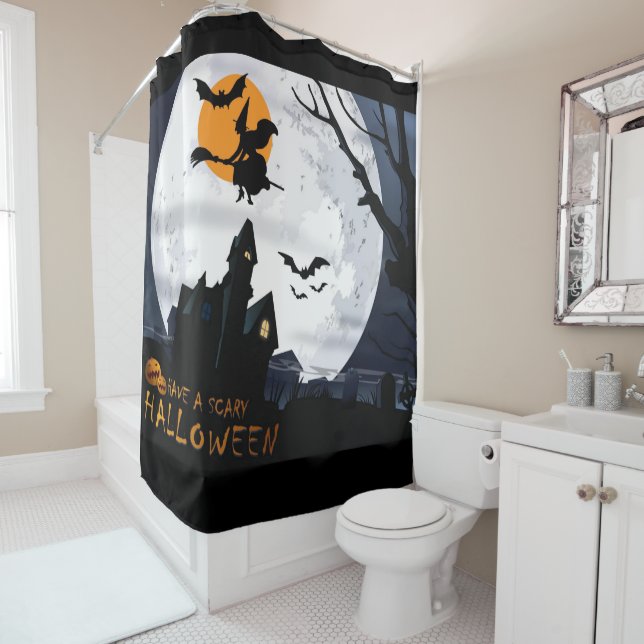 Sorcière de rideau de douche d'Halloween (En situation)