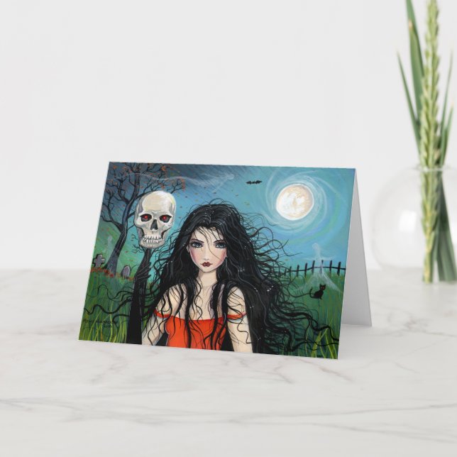 Sorcière de Samhain de carte de Halloween (Devant)