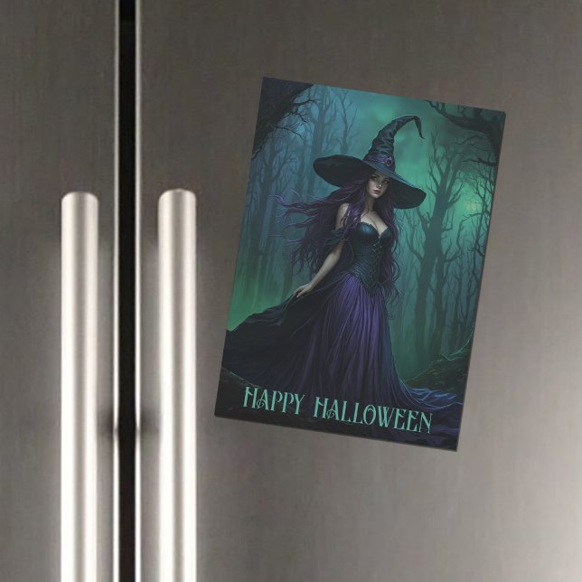 Sorcière d'Halloween avec carte magnétique violett (Créateur téléchargé)