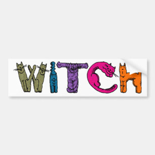 "Sorcière" en lettres de chat - Sticker pare-chocs