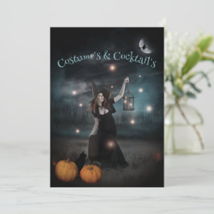 Sorcière et lucioles Invitation de la fête d'Hallo