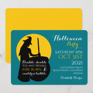 Sorcière et Lune Magic Spell Party Invitation