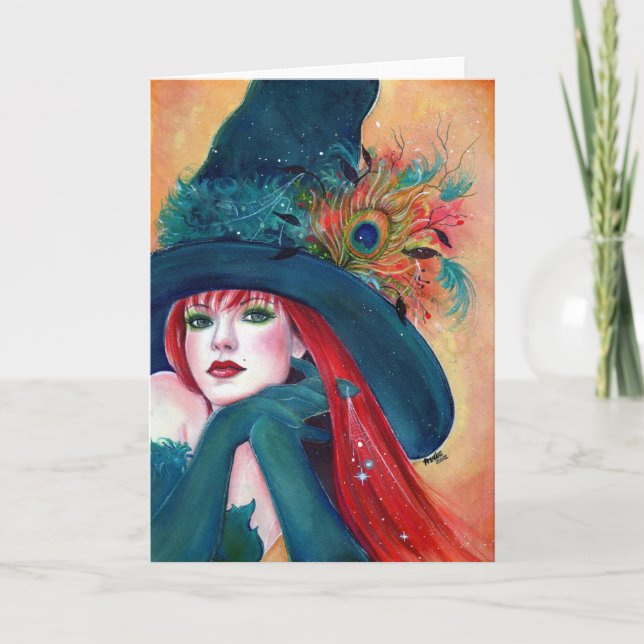 Sorcière Halloween avec carte de plumes par Renee  (Devant)