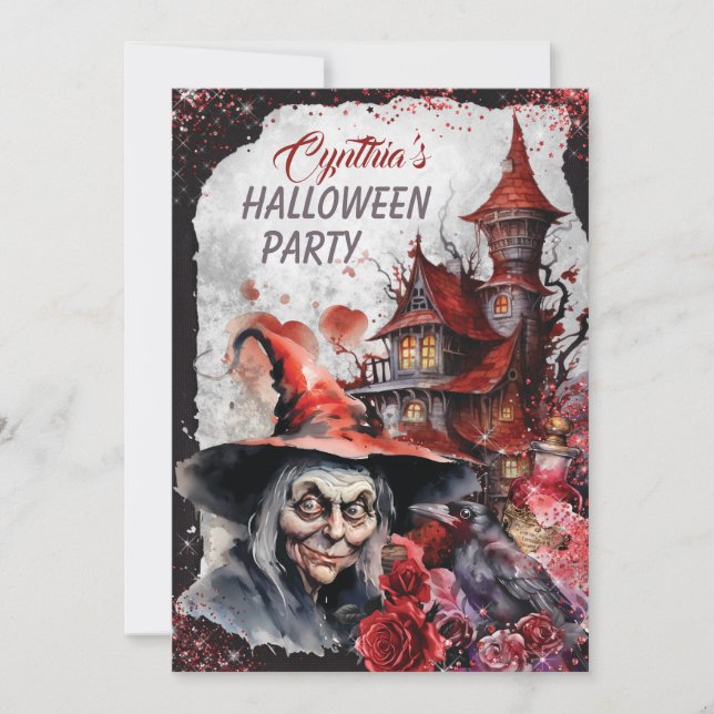 Sorcière Halloween Fête Invitation (Devant)