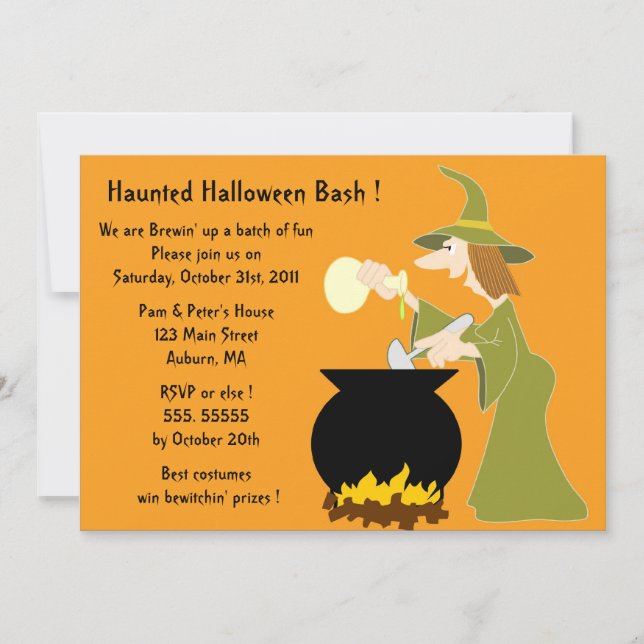Sorcière - Invitation de la fête d'Halloween (Devant)