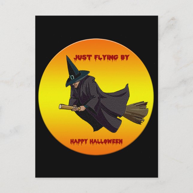 Sorcière Juste Voler Par Carte Postale Halloween (Devant)
