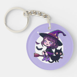 Sorcière mignonne avec une chambre Chat Noir Chat