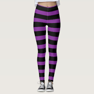 Sorcière rayée noire pourpre Halloween Legging