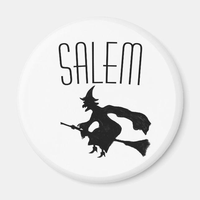 Sorcière salem sur aimant à broomstick (Devant)