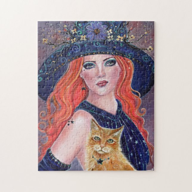 Sorcière Tabitha Halloween et puzzle Kitty par Ren (Vertical)