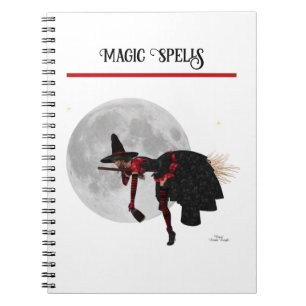 Sorcière Tipsy Sur Le Carnet Spiral Volant Broom