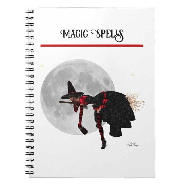 Sorcière Tipsy Sur Le Carnet Spiral Volant Broom (Devant)