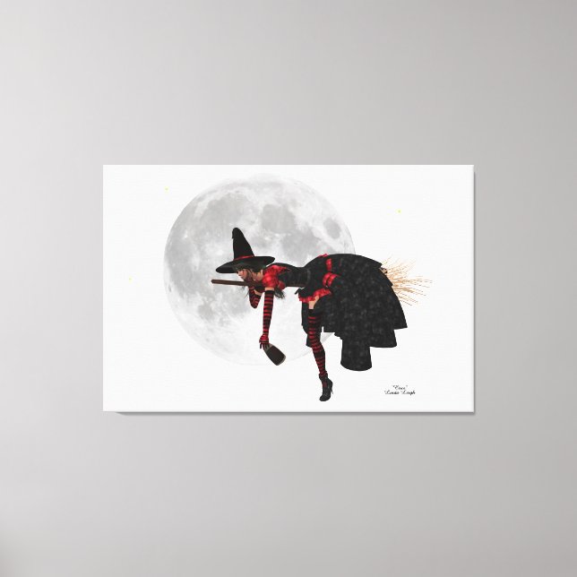Sorcière Tipsy sur toile de chambre volante Imprim (Recto)