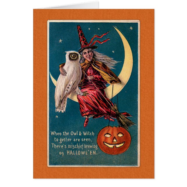 Sorcière vintage et hibou de Halloween (Devant)