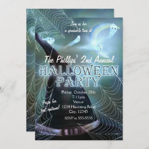Sorcières Ghoarly Nuit Halloween Invitations