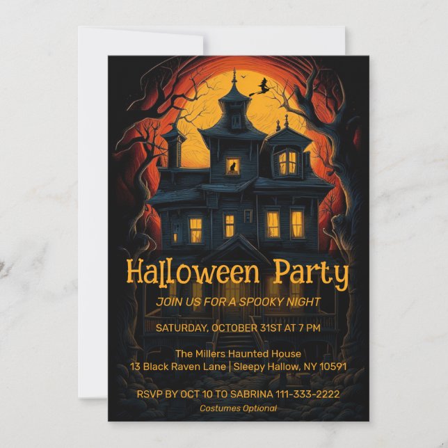 Sorcières Hantées Maison Halloween Fête Invitation (Devant)