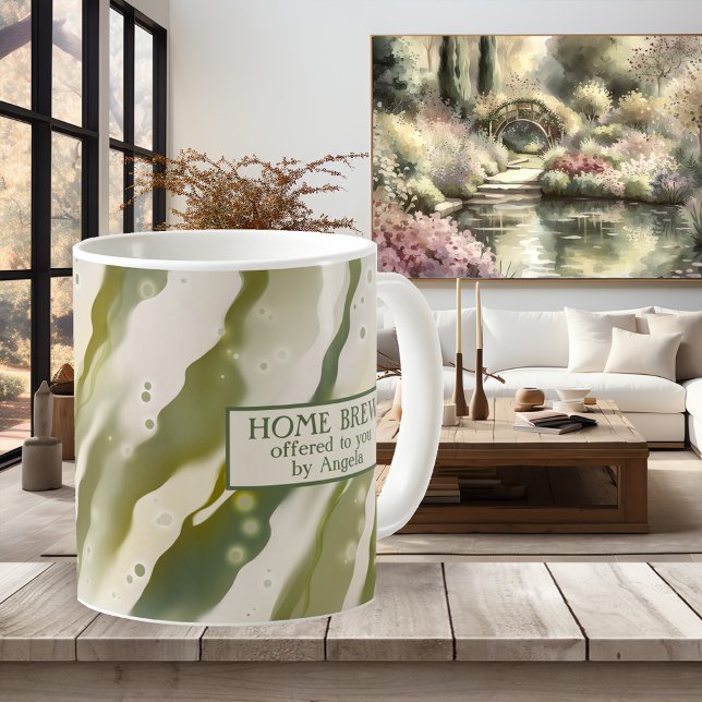 Sorcières magiques brasser Mug d'art vert (Modern green abstract flow artistic design mug inspired by the ocean)