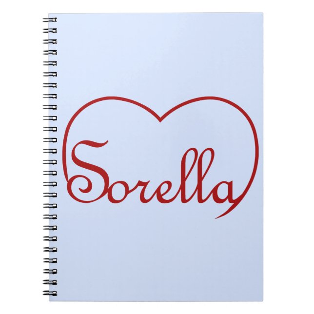 Sorella Italian Sister heart Red Notebook (Front)