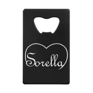 Sorella Italian Sister heart white Credit Card Bottle Opener