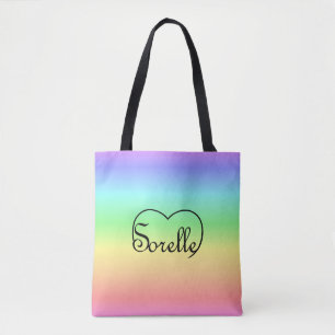 Sorelle Italian Sisters heart rainbow tote Bag