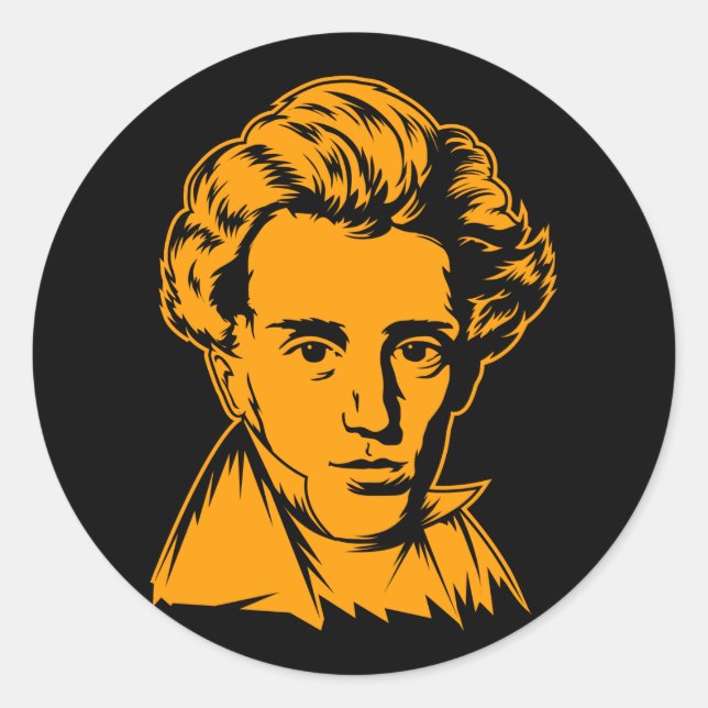 Soren Kierkegaard philosophy existentialist portra Classic Round Sticker (Front)