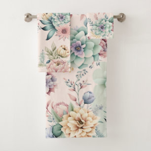 SORING BLOOM SOFT PEACH BATHROOM TOWEL SET