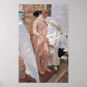 Sorolla - The Pink Robe After The Bath Poster