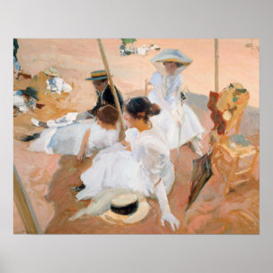 Sorolla - Under The Awning, Beach At Zarauz Poster