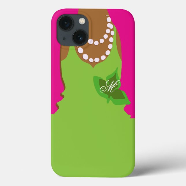 Sorority Life Pink Green Monogram Case-Mate iPhone Case (Back)