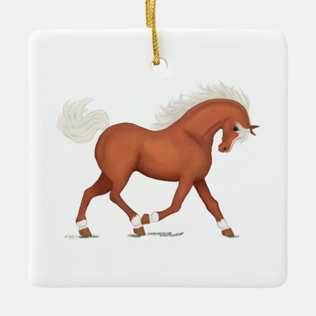 Sorrel Horse Pony Personalized Equine Christmas Ceramic Ornament (Front)