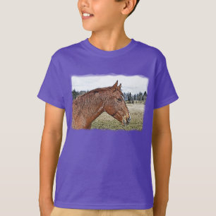 Sorrel Horse Portrait Equine Art Illustration T-Shirt