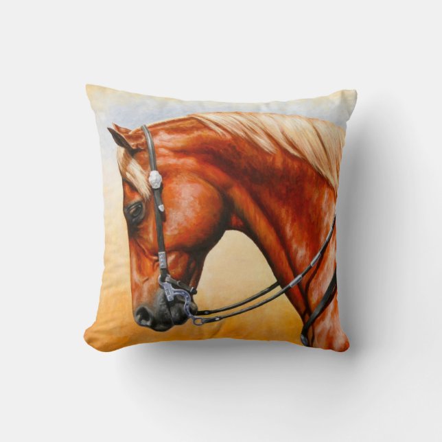 Sorrel Western Pleasure Quarter Horse Throw Pillow (Front)