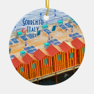 Sorrento Italy Beach Cabanas Your Photo Travel Ceramic Ornament