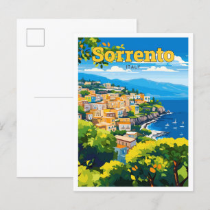 Sorrento Italy Travel Art Vintage Illustration Postcard
