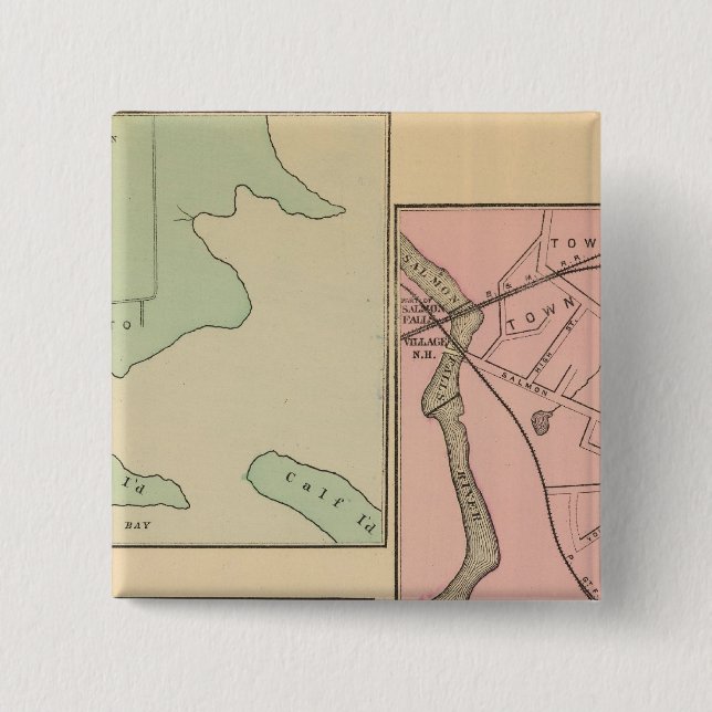 Sorrento, S Berwick, Bucksport 2 Inch Square Button (Front)