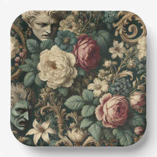 Sorrow in Any Language – Gothic Victorian Floral  Paper Plate