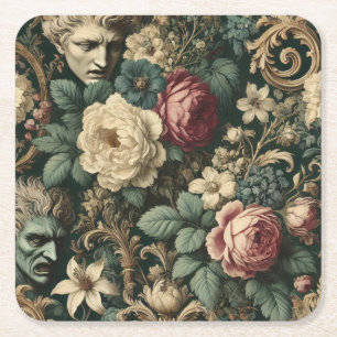 Sorrow in Any Language – Gothic Victorian Floral Square Paper Coaster