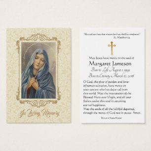 Sorrowful Virgin Mary Funeral Memorial Holy Card -