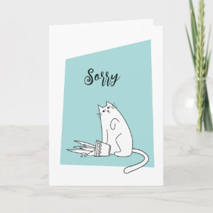 Sorry Apologize Regrets Cat Plant Greeting Card
