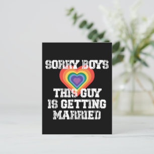 Sorry Boys This Guy Is Getting Married Gay  Postcard