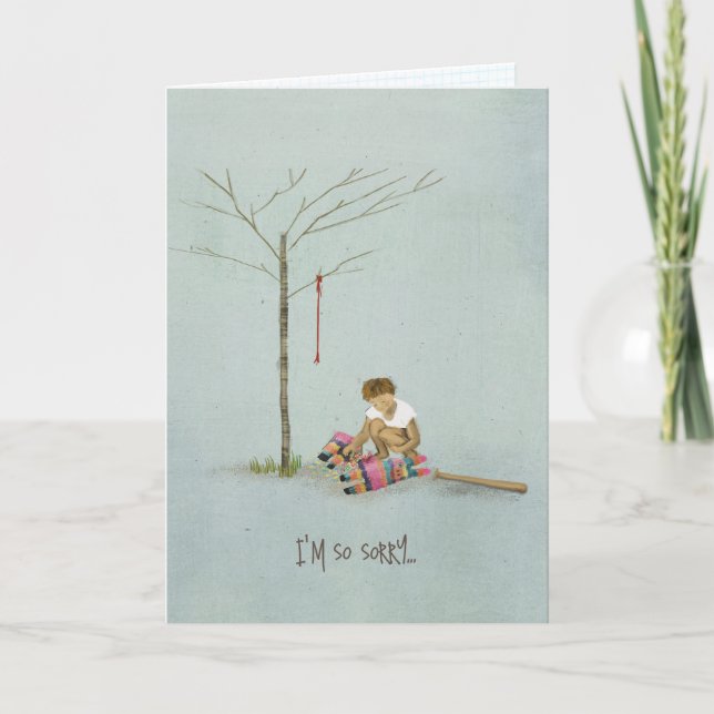 sorry card- "i'm so sorry"- boy and pinyata thank you card (Front)