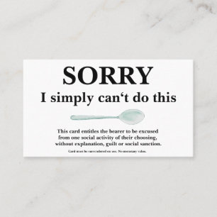 Sorry Card with Spoon for Spoonies