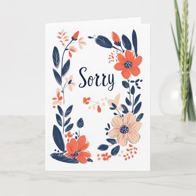 Sorry Colourful Flowers Simple Holiday Card (Front)